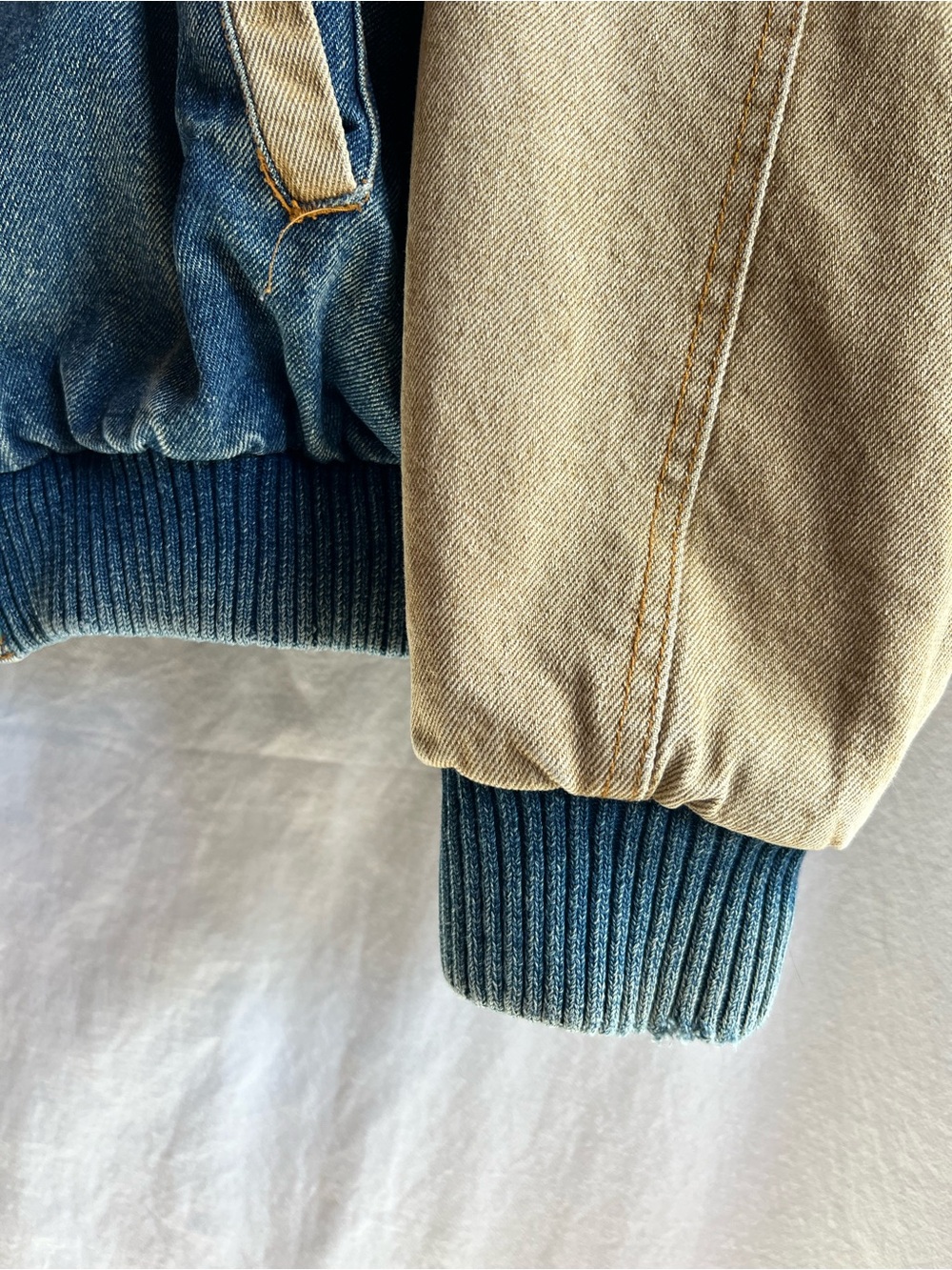 Vintage Caterpillar Denim Varsity Jacket Mens L Workwear CAT Snap Front - Picture 2 of 12